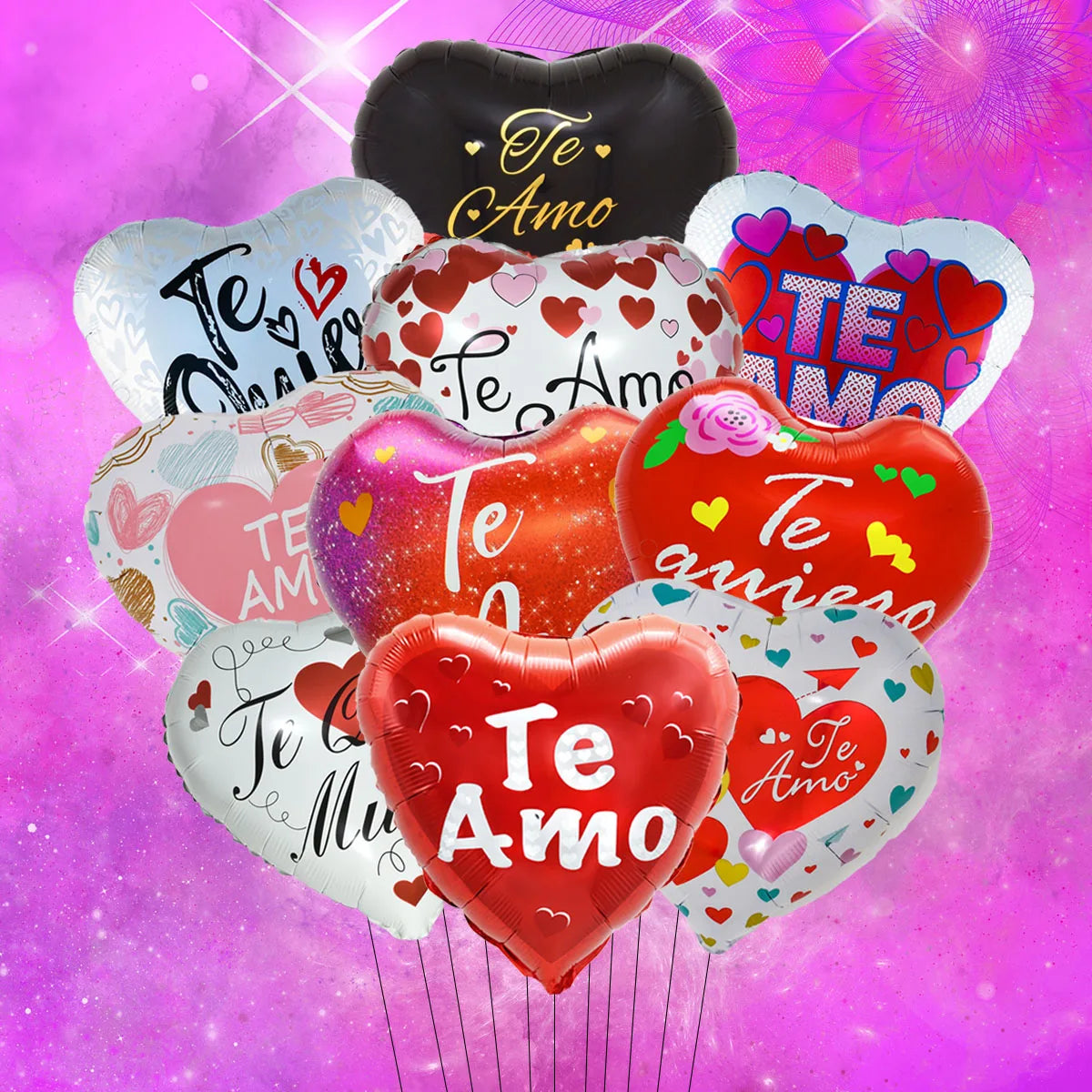10pcs 18inch Valentine Spanish Love Heart Foil Balloons Te Amo Helium Balloon Wedding Valentine's Day Decorations Gifts - Idrilay 