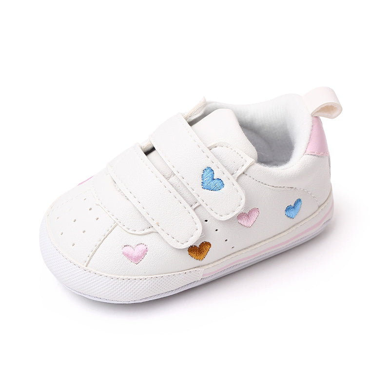 Baby Sneaker PU Leather Heart Star Non-slip Flats First Walking Shoes for Girls Boys