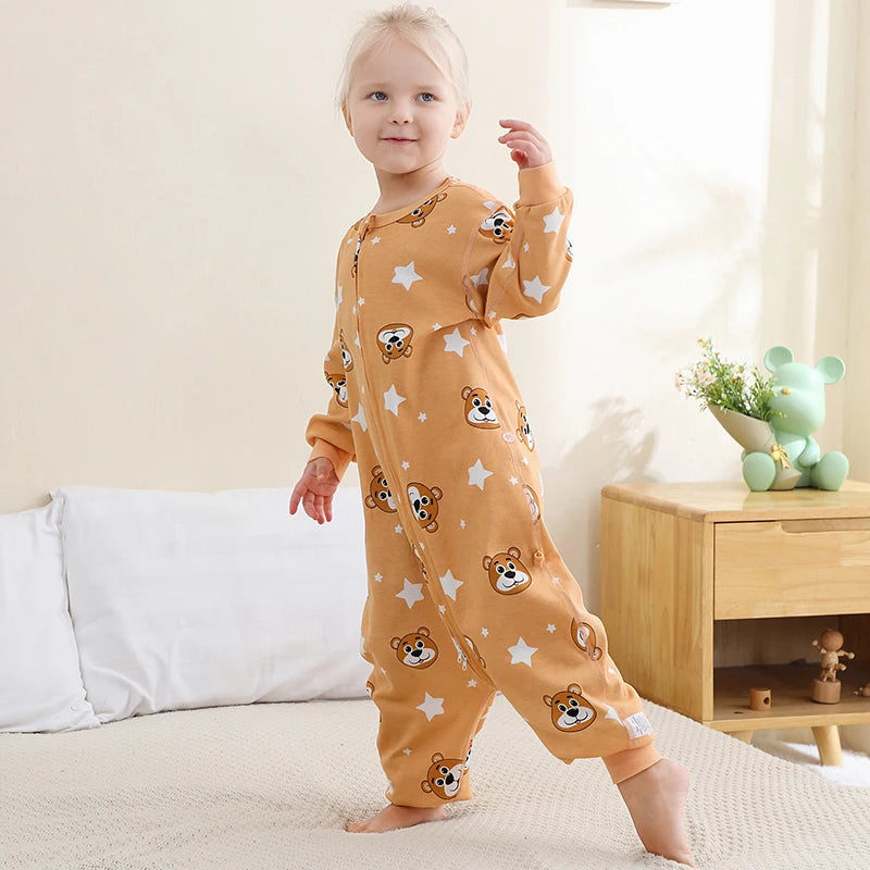 MICHLEY Spring Cotton Sleeping Bag Baby Sack Cartoon Sleepsack Pajamas Long Sleeve Sleepwear For Girls Boys Children 6M-6T