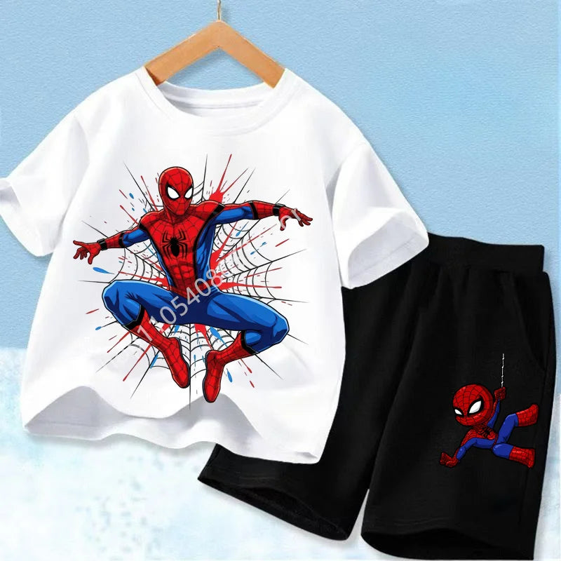 Summer Children Cartoon Spiderman Baby Set Clothing Kids Clothes Children's Short Sleeve T Shirt
