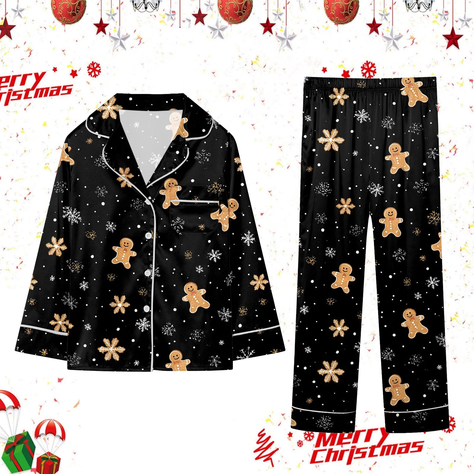 Christmas Hot Pyjamas Set For Family Christmas Pyjamas Top And Pant Christmas Print 2 Pc Home Set Matching Silk Pajamas Suits