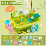 Kids Kitchen Sink Toys Electric Dishwasher Playing Toy With Running Water Pretend Play Food Fishing Toy Role Playing Girls Gift
