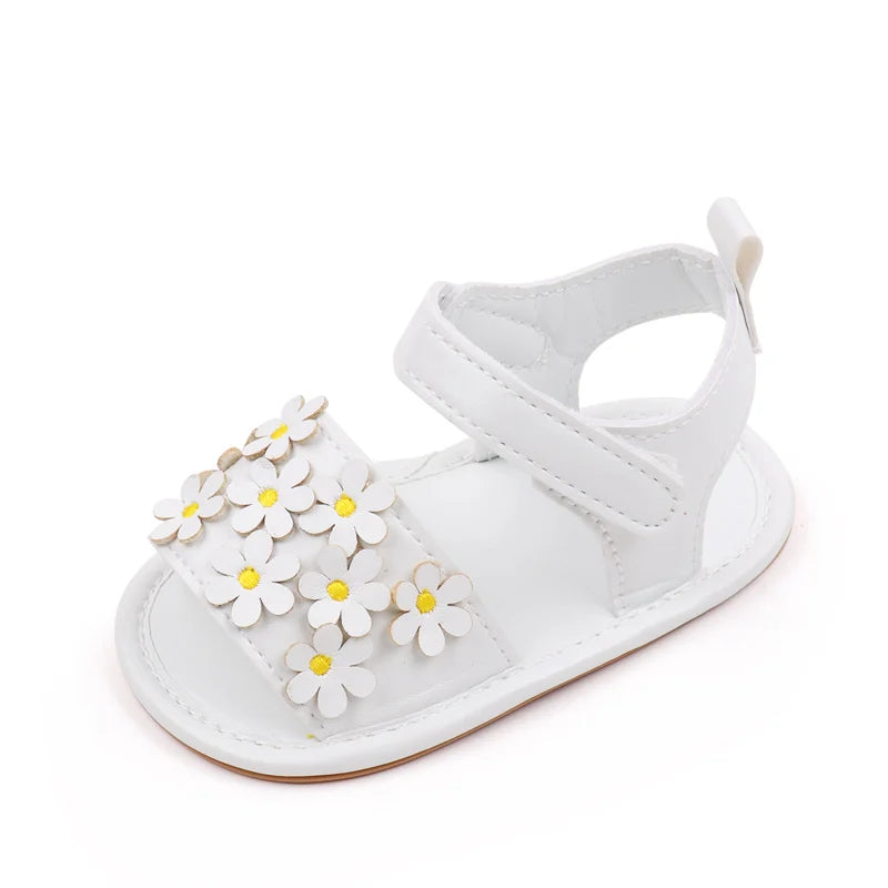 Baby Girl Shoes Cute Flowers Beautiful Sandals Summer Walking Infant Shoes 2024 New Fashion High Quality PU and TPR BHX3195