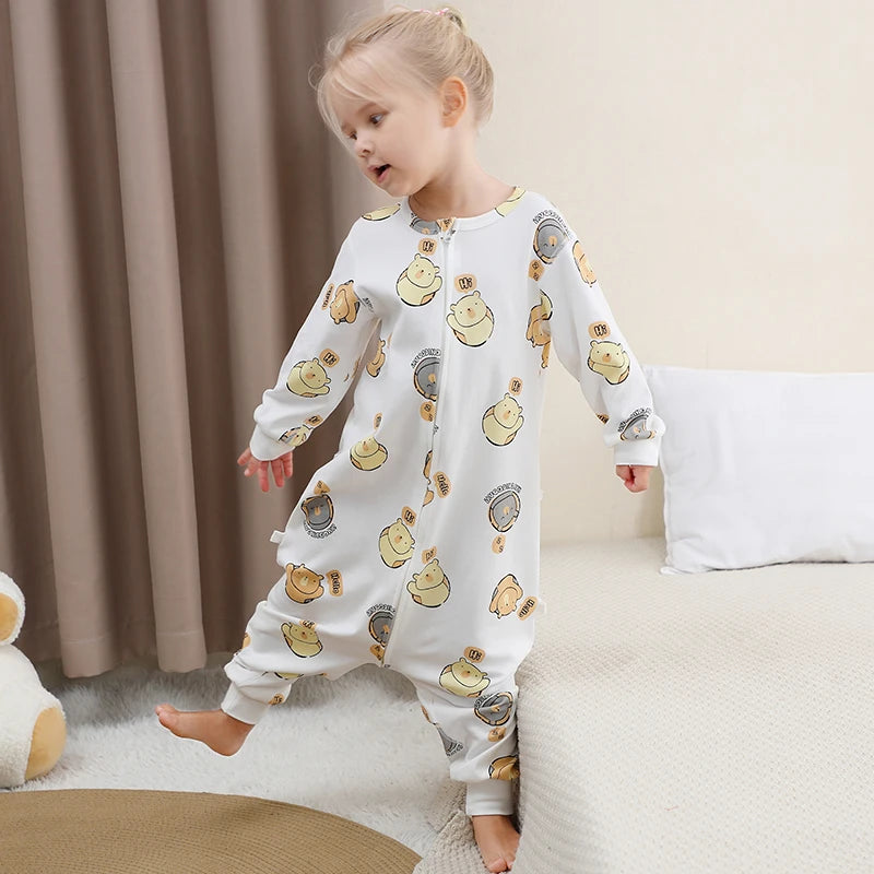 MICHLEY Spring Cotton Sleeping Bag Baby Sack Cartoon Sleepsack Pajamas Long Sleeve Sleepwear For Girls Boys Children 6M-6T