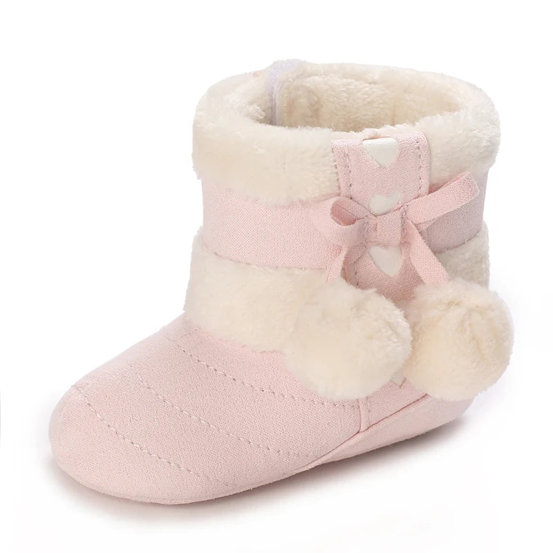 0-18M Lovely Warm Design Baby Girl Boy Toddler First Walkers Baby Shoes Soft Slippers Cute Shoes Winter Non-Slip Baby Warm Shoes