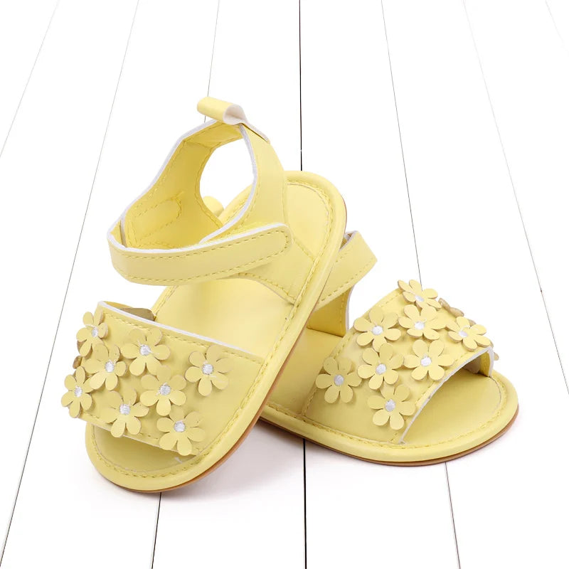 Baby Girl Shoes Cute Flowers Beautiful Sandals Summer Walking Infant Shoes 2024 New Fashion High Quality PU and TPR BHX3195