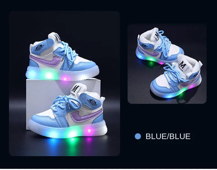 Boys Glowing Light Toddler Sneakers Children's Luminous Shoes Little Girls Board Sneakers Girls Shining Light Mesh Casual Shoes