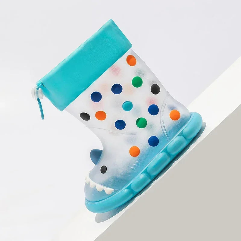 Anti-Slippery Rain Boots Kids Fashion Casual Waterproof Boys Girls Print Cartoon Children PVC Soft Soles Shoes 2023 Summer