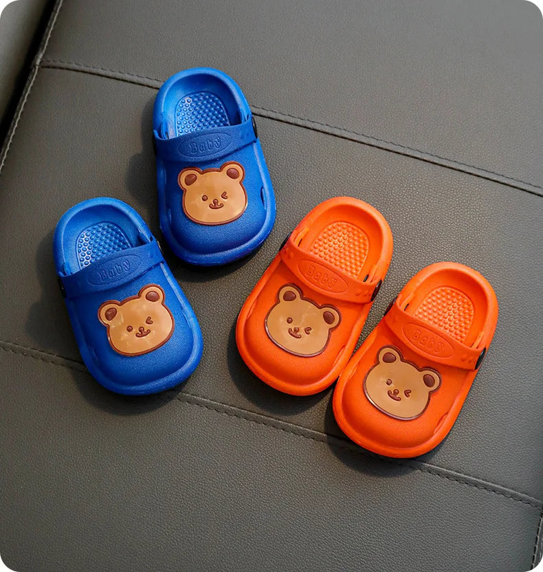 Two-Styles Baby Summer Shoes Cute Bear Baby Sandals Beach Bathroom Toddler Boys Girls Anti-slip Slippers Newborn Infant Sandals