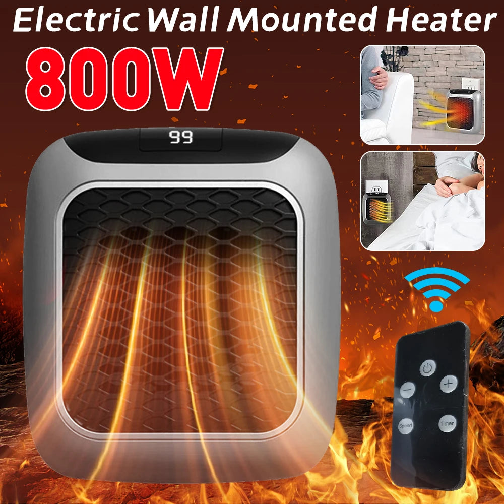 800W Portable Electric Heater Wall Outlet Small Space Heater with Adjustable Thermostat Room Heater Home Appliance Heating Stove - Idrilay 
