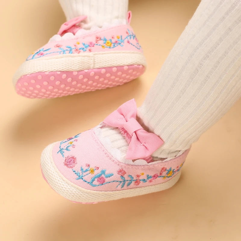 Baby Girl Shoes White Lace Floral Embroidered Soft Shoes Prewalker Walking Toddler Kids Shoes First Walker