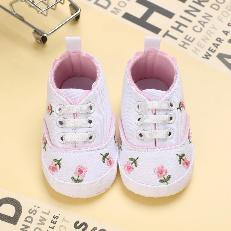 Baby Girl Shoes White Lace Floral Embroidered Soft Shoes Prewalker Walking Toddler Kids Shoes First Walker