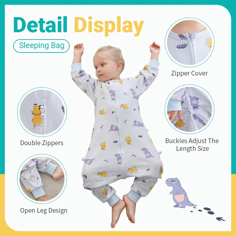 MICHLEY Spring Cotton Sleeping Bag Baby Sack Cartoon Sleepsack Pajamas Long Sleeve Sleepwear For Girls Boys Children 6M-6T