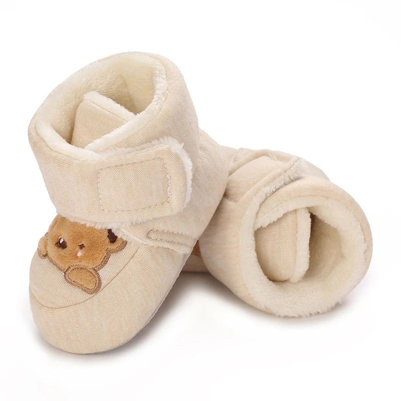 0-18M Lovely Warm Design Baby Girl Boy Toddler First Walkers Baby Shoes Soft Slippers Cute Shoes Winter Non-Slip Baby Warm Shoes