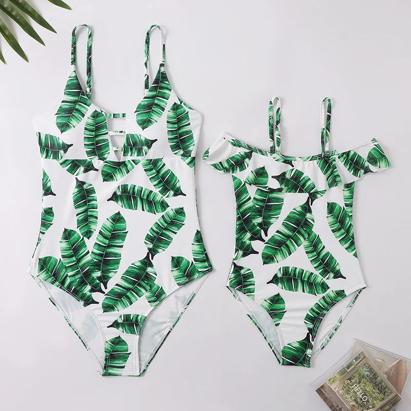 Mother Kids Girls Swimsuit Swimming Clothing Women Beach Bikini Bathing Suit Family Matching Swimwear Mummy Daughter Beachwear