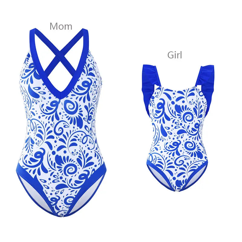 Mother Kids Girls Swimsuit Swimming Clothing Women Beach Bikini Bathing Suit Family Matching Swimwear Mummy Daughter Beachwear