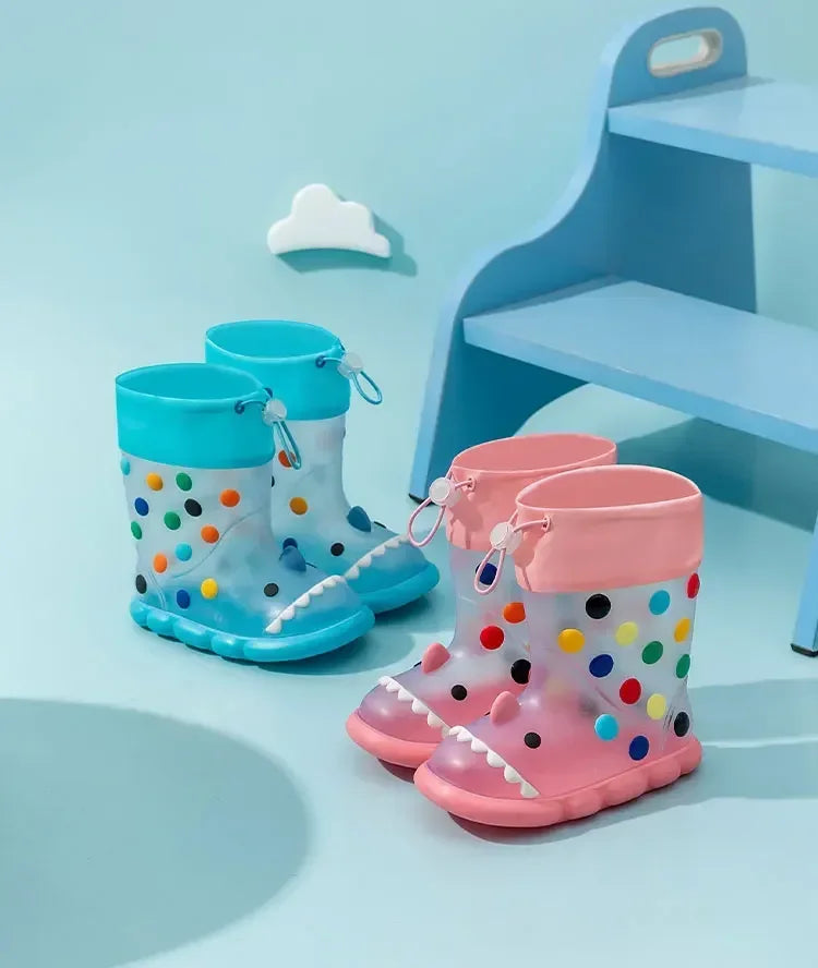 Anti-Slippery Rain Boots Kids Fashion Casual Waterproof Boys Girls Print Cartoon Children PVC Soft Soles Shoes 2023 Summer