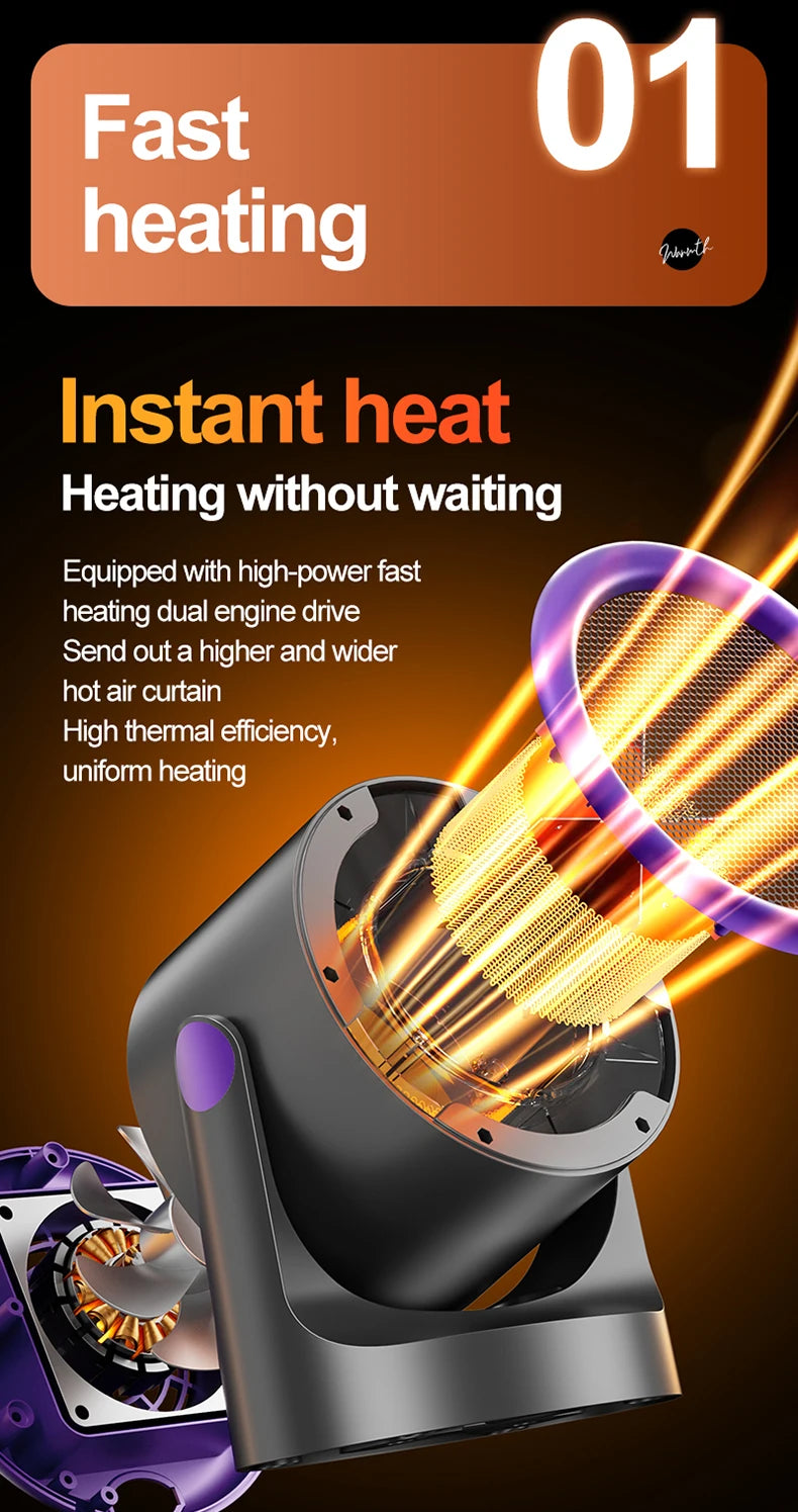 Desktop Heater Dormitory Mini Quick Heating Silent Energy Efficient Household Hot Air Blower Appliances Room Warmer For Office ﻿ - Idrilay 