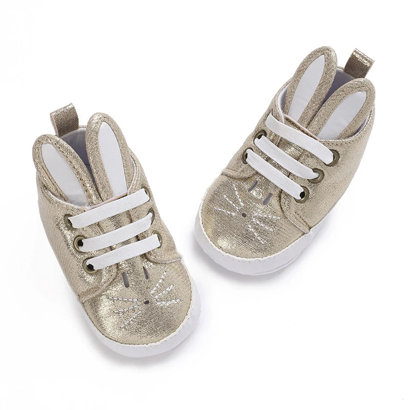 Cute Spring Newborn Golden Baby Shoes Non Slip Cloth Bottom Girl Shoes Elegant Breathable Casual Baby First Walking Shoes 0-18 M