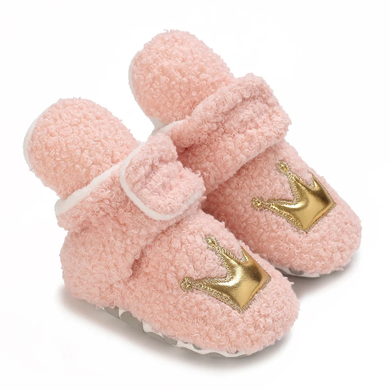 0-18M Lovely Warm Design Baby Girl Boy Toddler First Walkers Baby Shoes Soft Slippers Cute Shoes Winter Non-Slip Baby Warm Shoes