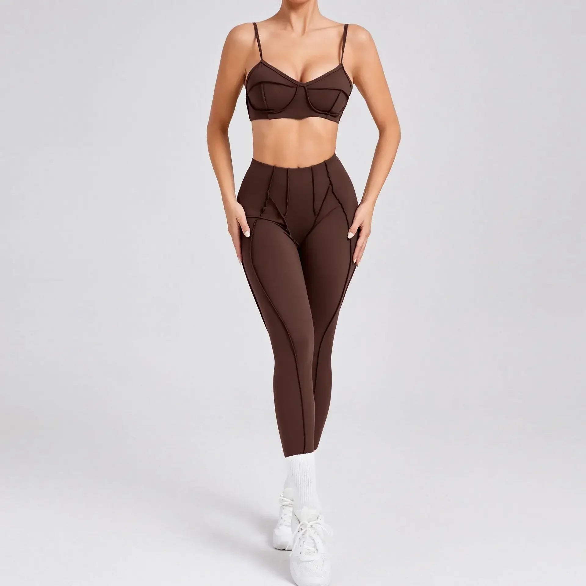 Yoga Sports Fitness Sets High Waist Hip-lifting Trousers Open Back Bra Suit Casual Running Workout Gym Leggings Sexy Sets Women - Idrilay 