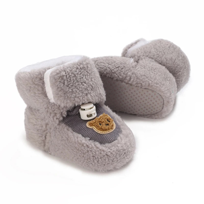 0-18M Lovely Warm Design Baby Girl Boy Toddler First Walkers Baby Shoes Soft Slippers Cute Shoes Winter Non-Slip Baby Warm Shoes