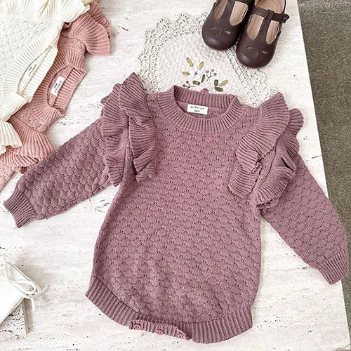 2024 New Autumn Infant Baby Girls Boys Knitted Jumpsuit Toddler Baby Girl Boys Long Sleeved Knitting Romper Children Clothes