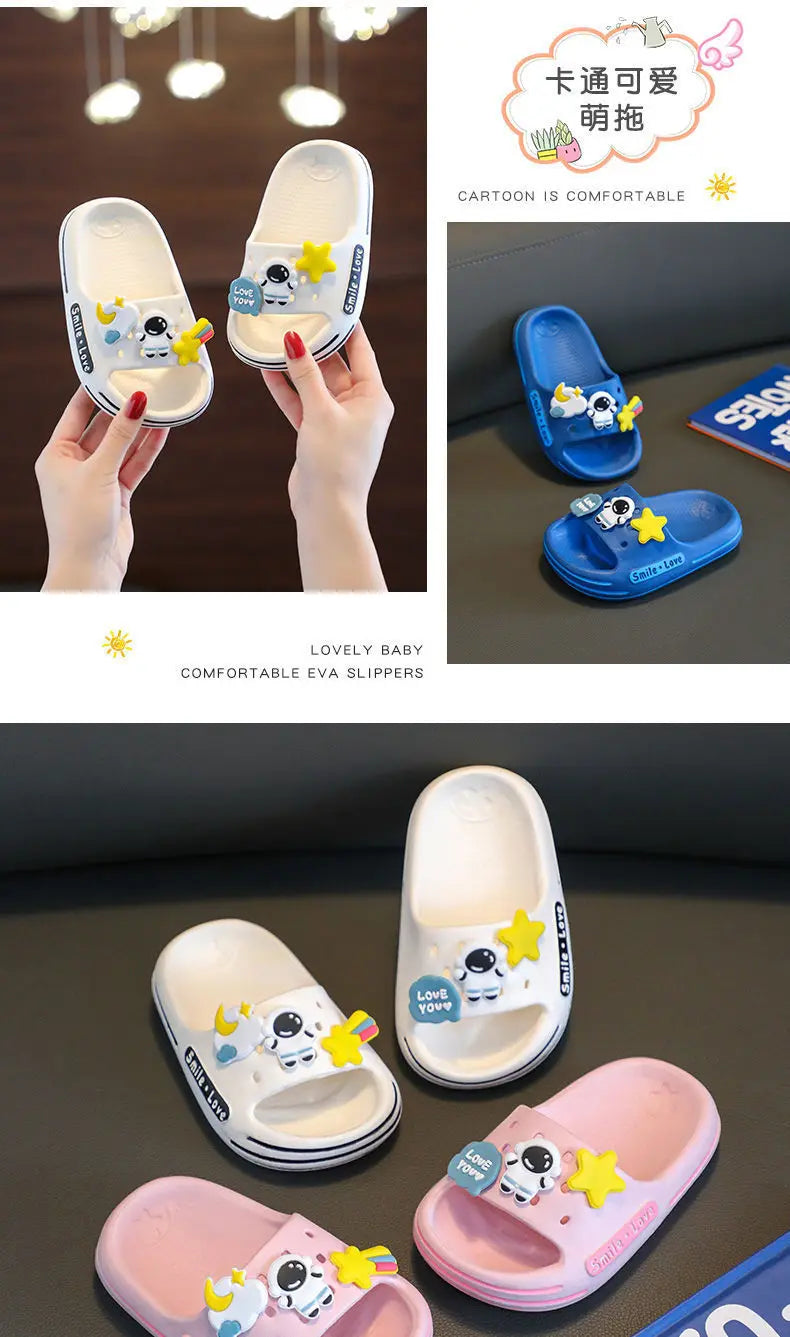 New Cute Astronaut Children's Home Indoor Slippers Anti-Slip Bathroom Baby Outdoor Sandals For Boys And Girls