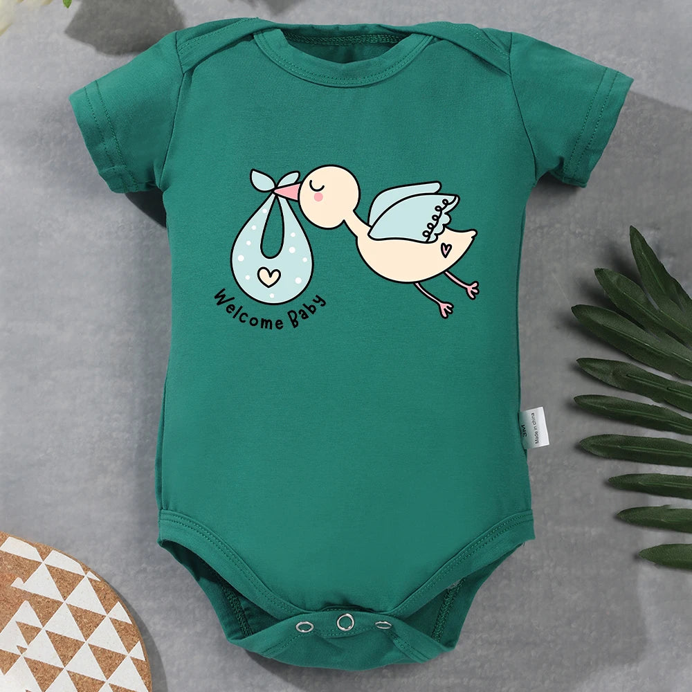 100% Cotton Baby Onesie Welcome Baby Pregnancy Announcement Newborn Boy Girl Clothes Aesthetic Comfy Soft Breathable Bodysuit