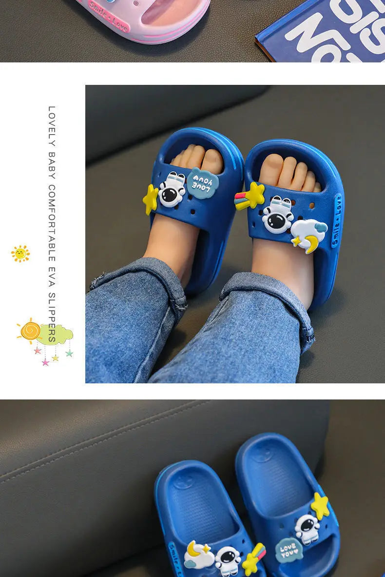 New Cute Astronaut Children's Home Indoor Slippers Anti-Slip Bathroom Baby Outdoor Sandals For Boys And Girls