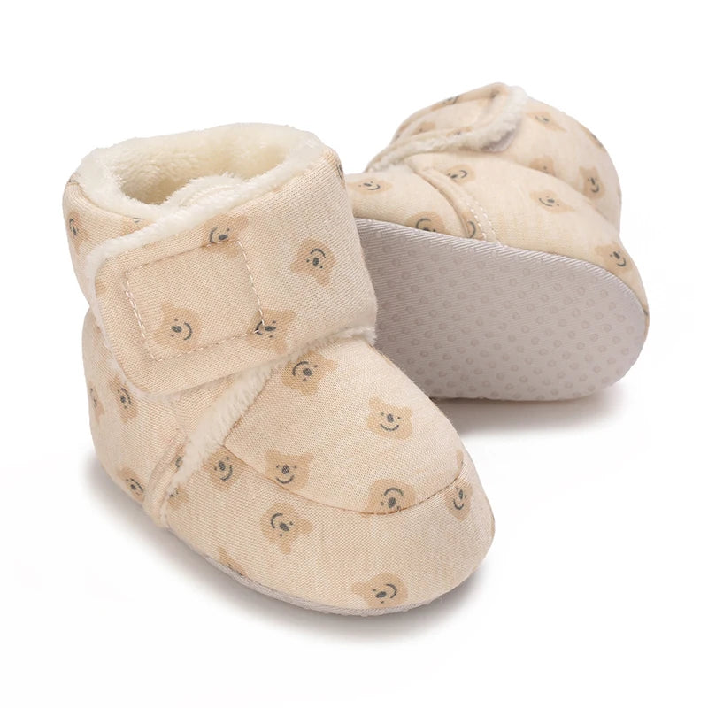 0-18M Lovely Warm Design Baby Girl Boy Toddler First Walkers Baby Shoes Soft Slippers Cute Shoes Winter Non-Slip Baby Warm Shoes