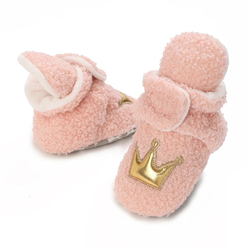 0-18M Lovely Warm Design Baby Girl Boy Toddler First Walkers Baby Shoes Soft Slippers Cute Shoes Winter Non-Slip Baby Warm Shoes