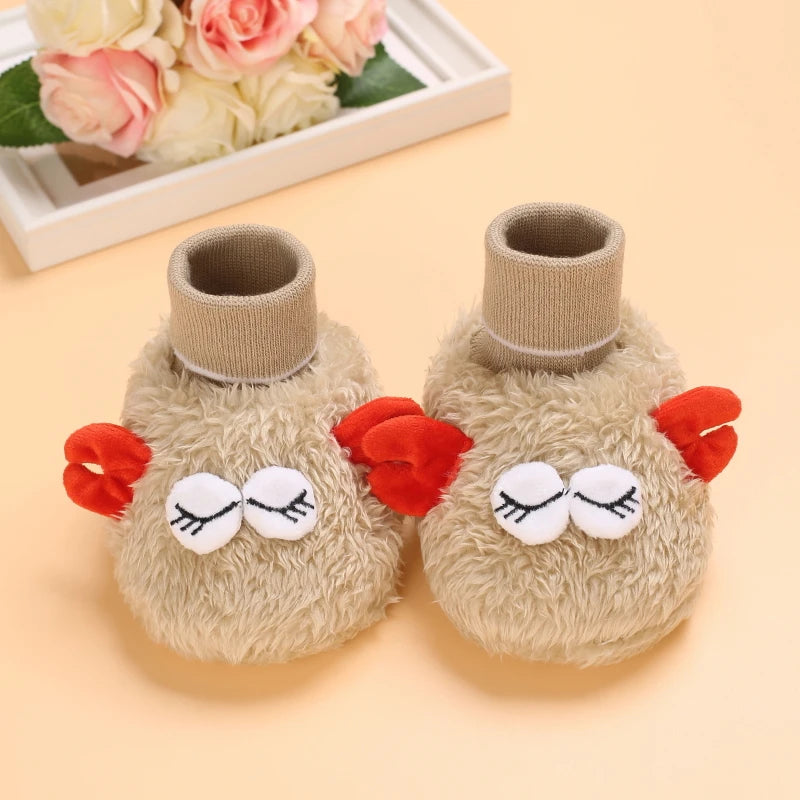 0-18M Lovely Warm Design Baby Girl Boy Toddler First Walkers Baby Shoes Soft Slippers Cute Shoes Winter Non-Slip Baby Warm Shoes