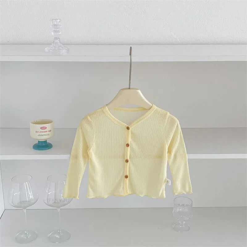 Summer Korean Children Clothing Breathable Soft Kids Casual Coat Baby Toddler Sunscreen Thin Cardigan Toddler Girls Boys Outwear