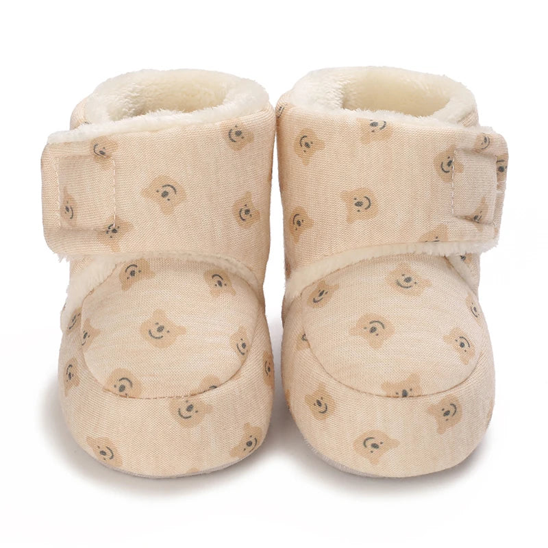 0-18M Lovely Warm Design Baby Girl Boy Toddler First Walkers Baby Shoes Soft Slippers Cute Shoes Winter Non-Slip Baby Warm Shoes