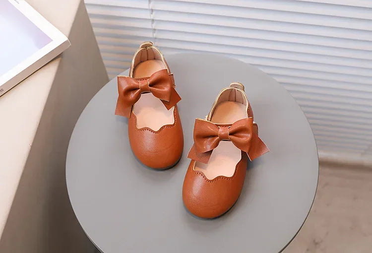 Girls Mary Jane Shoes Children Solid Color Bow Round-toe Bow 2024 New Kids Fashion Soft Moccasin Shoes Baby First Walker Shoes - Idrilay 