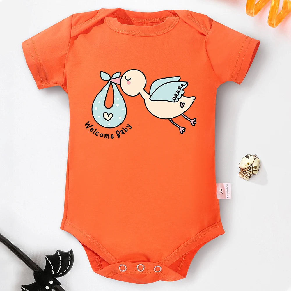 100% Cotton Baby Onesie Welcome Baby Pregnancy Announcement Newborn Boy Girl Clothes Aesthetic Comfy Soft Breathable Bodysuit