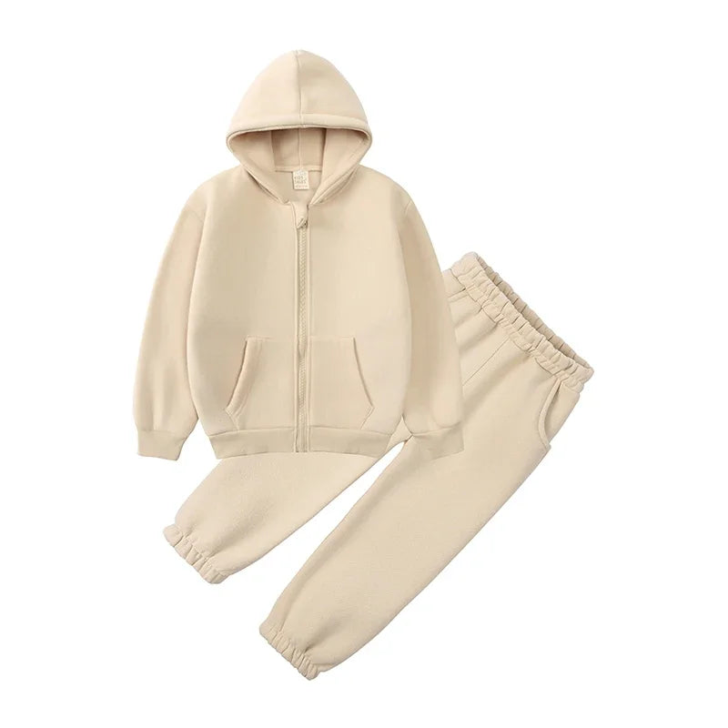 Winter Kids Clothing Sets Children Clothes Set Zipper Sports Wear Fleece Girls Sweatsuit Kids Winter Clothing Sets - Idrilay 