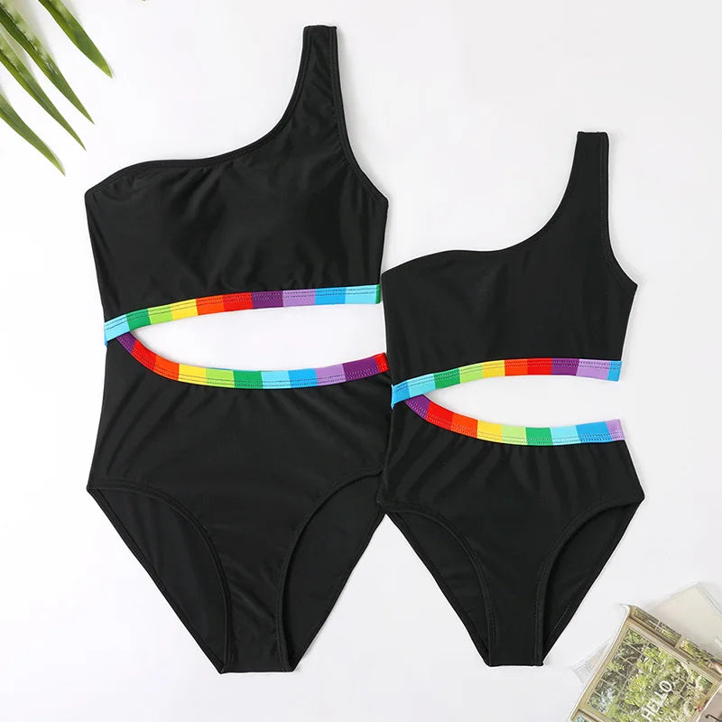 Mother Kids Girls Swimsuit Swimming Clothing Women Beach Bikini Bathing Suit Family Matching Swimwear Mummy Daughter Beachwear