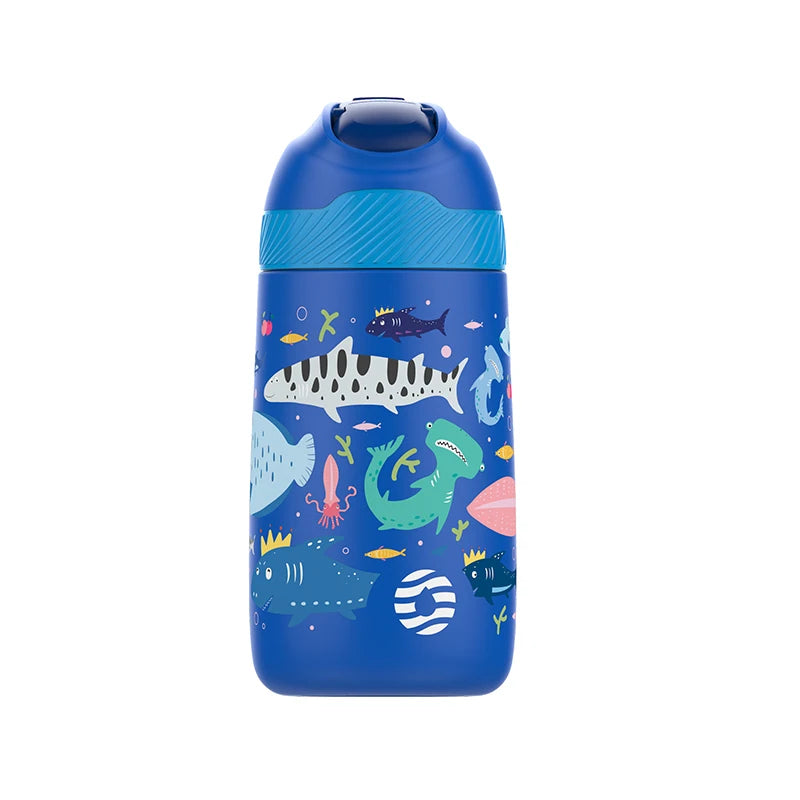 FJbottle Kids Water Bottle,Vacuum Flacks,Thermos With Cute Dinosaur Pattern,Vacuum Bottle With Healthy Straw And BPA Free,350ML - Idrilay 