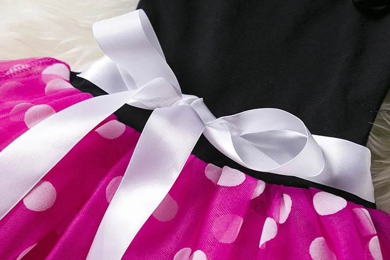 Mickey Minnie Mouse Baby Girls Cosplay Costume Kids Fancy Polka Dot Dress Princess Dress Children Birthday Party Clothing Gift