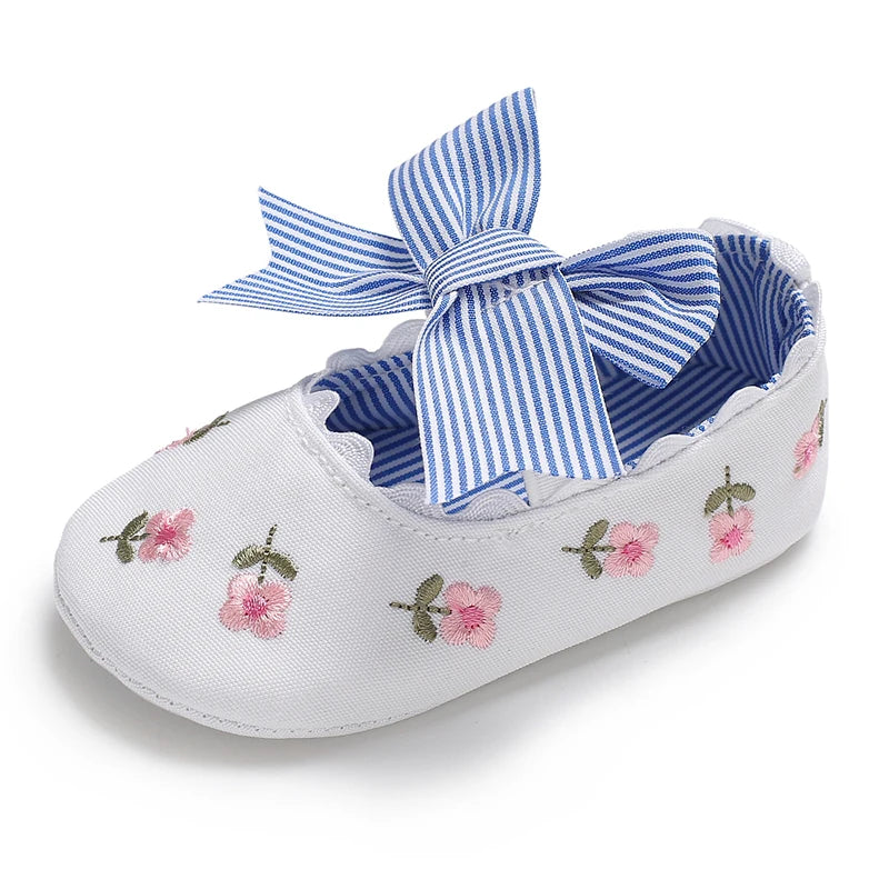 Baby Girl Shoes White Lace Floral Embroidered Soft Shoes Prewalker Walking Toddler Kids Shoes First Walker