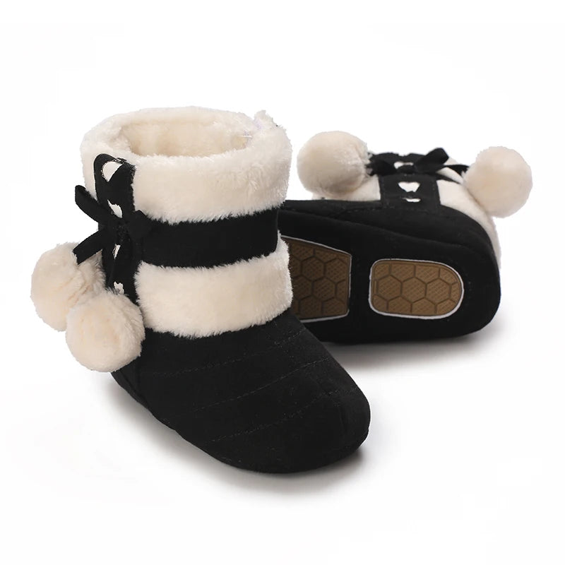 0-18M Lovely Warm Design Baby Girl Boy Toddler First Walkers Baby Shoes Soft Slippers Cute Shoes Winter Non-Slip Baby Warm Shoes