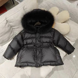 2025 Winter New Hooded Medium to Long Children's Thick Hairy Decorative Cotton Jacket