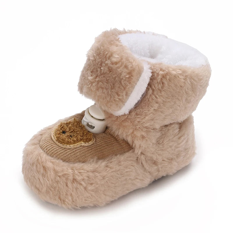 0-18M Lovely Warm Design Baby Girl Boy Toddler First Walkers Baby Shoes Soft Slippers Cute Shoes Winter Non-Slip Baby Warm Shoes