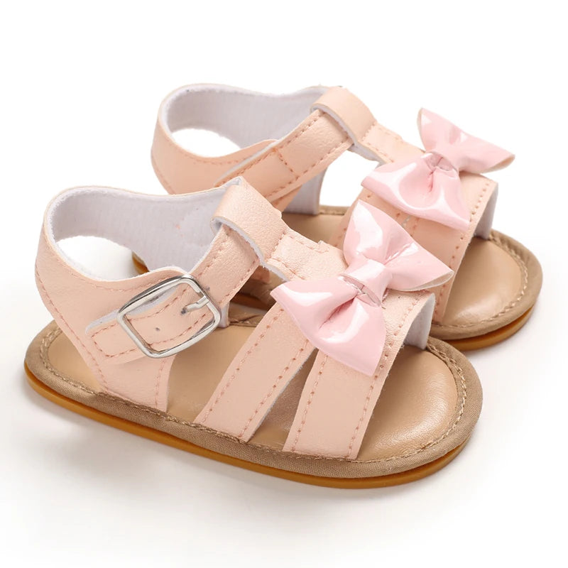 Summer Infant Baby Girl Fashion Shoes Toddler Flats Sandals Soft Rubber Sole Anti-Slip Flower Lace Crib First Walker 0-18M