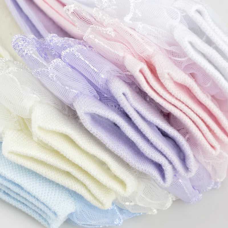 1Pairs Cotton Lace Ruffle Princess Mesh Breathable Socks Children Ankle Short Sock White Pink Blue Baby Girls Kids Toddler