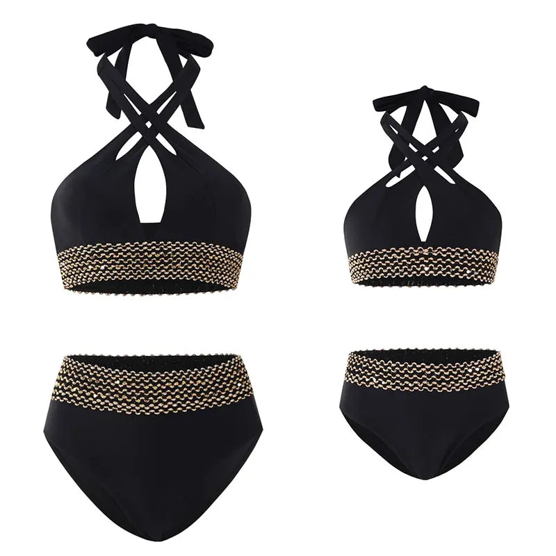 Mother Kids Girls Swimsuit Swimming Clothing Women Beach Bikini Bathing Suit Family Matching Swimwear Mummy Daughter Beachwear
