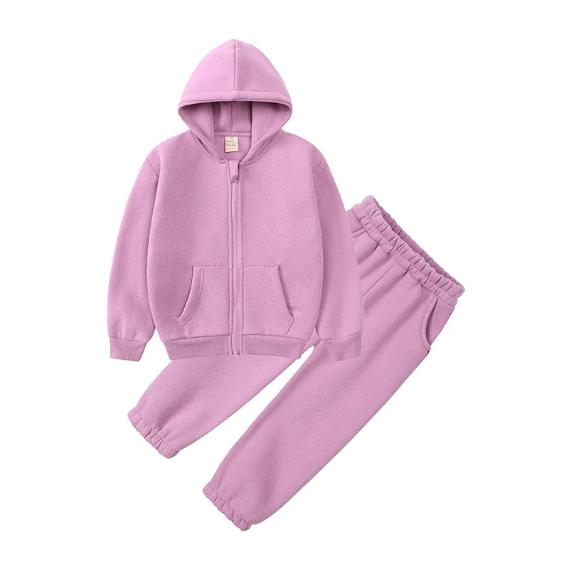 Winter Kids Clothing Sets Children Clothes Set Zipper Sports Wear Fleece Girls Sweatsuit Kids Winter Clothing Sets - Idrilay 