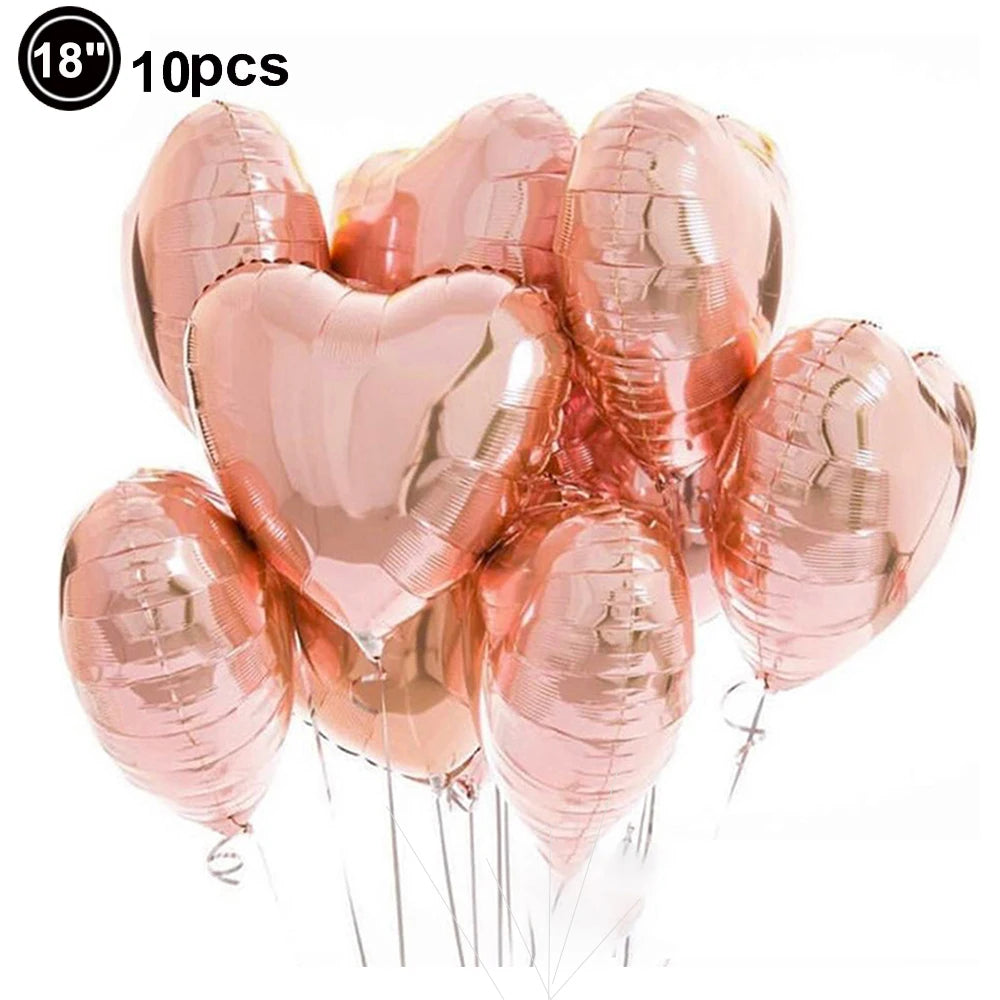 32inch Red 3 Number Balloon Heart Star Foil Balloon Valentine's day Balloon Decorations for Third Anniversary Valentine Party - Idrilay 